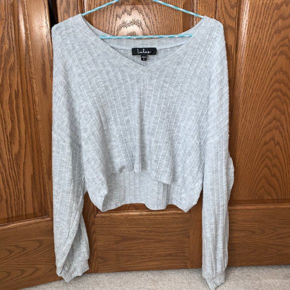 Lulus Tops - Lulus New Moves Heather Grey Ribbed Sweater Top